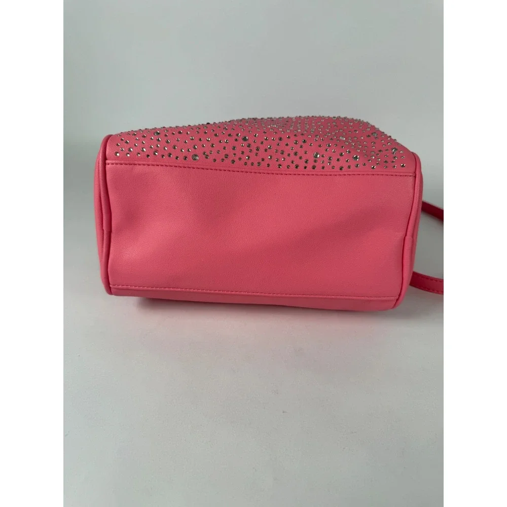 Juicy‎ Couture Pink Rhinestone Mini Satchel Crossbody Bag Gunmetal Logo Charm
